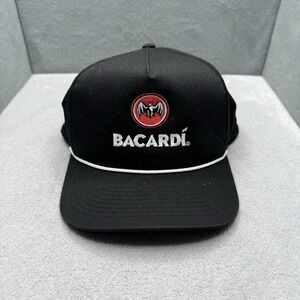 Bacardi Rum Black Rope Hat Imperial Snapback Embroidered Logo Promo Cap OSFA